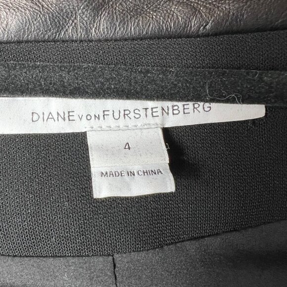 Diane von furstenberg‎ leather Esther black jacket pockets women’s size 4 - Picture 5 of 11